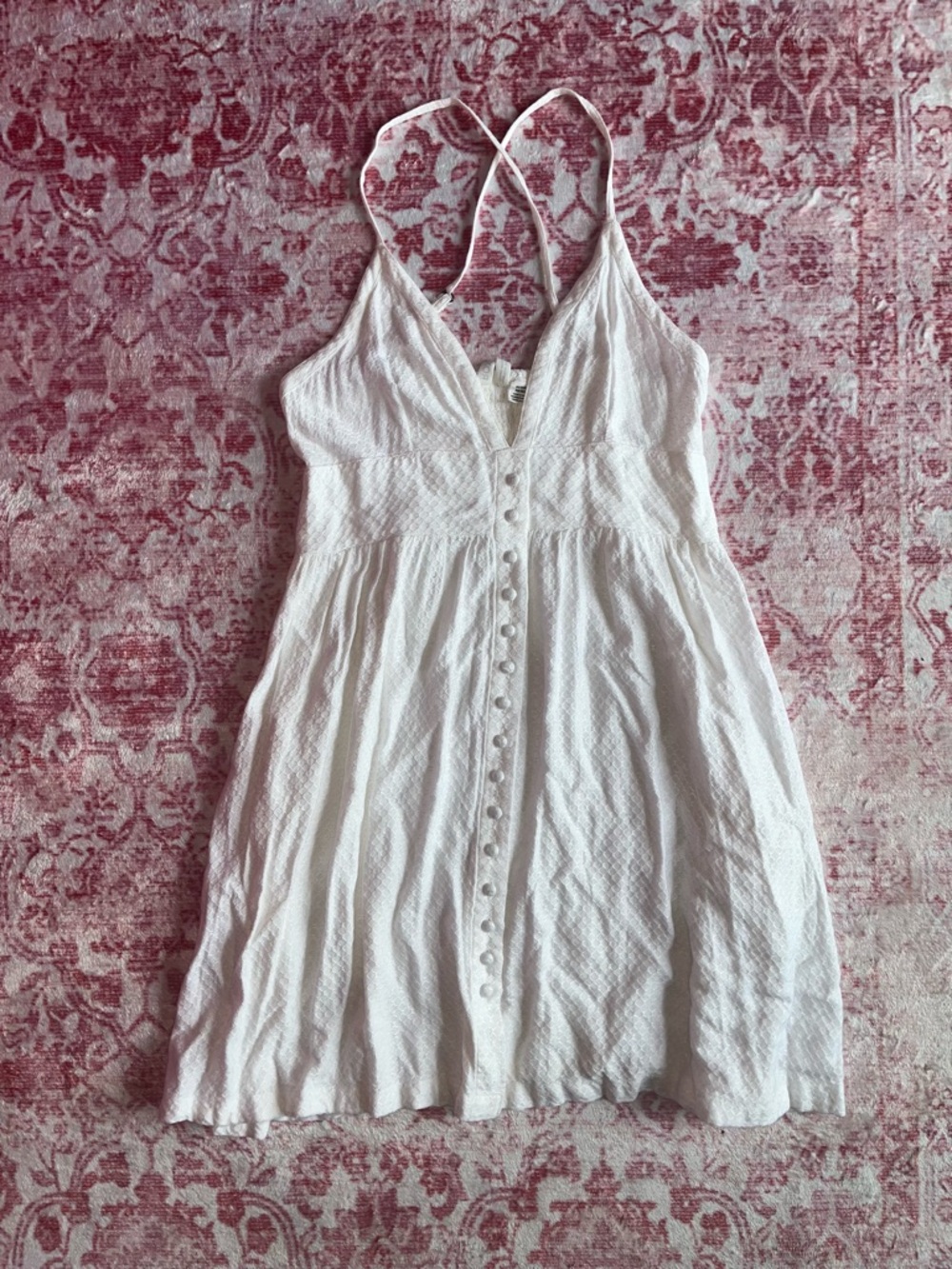 Roxy White Mini Button-Front Sun Dress